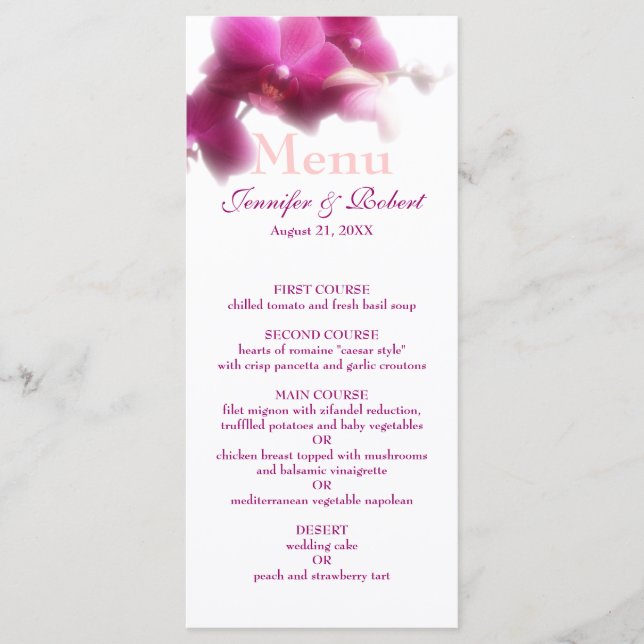 Pink Orchid Wedding Menu (Front)