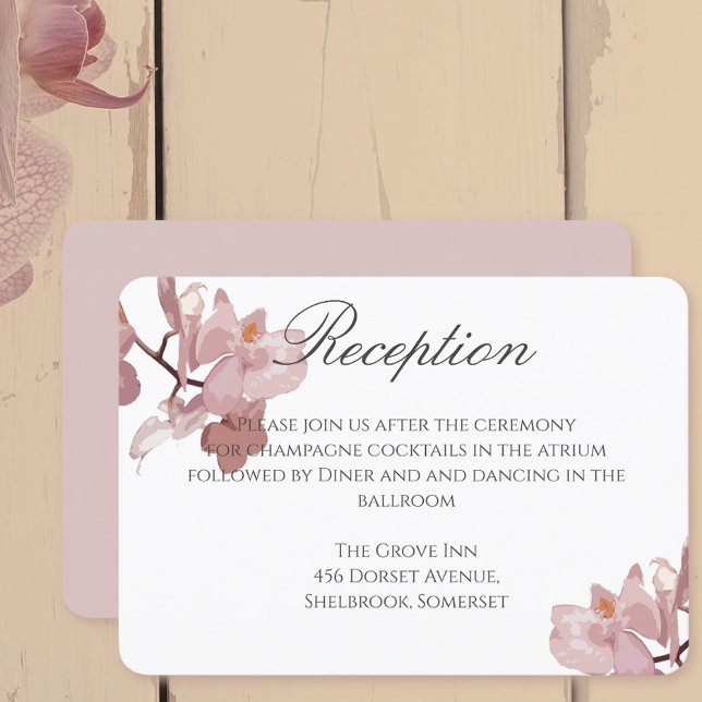  Pink Orchid Wedding Reception Card (Creator Uploaded)