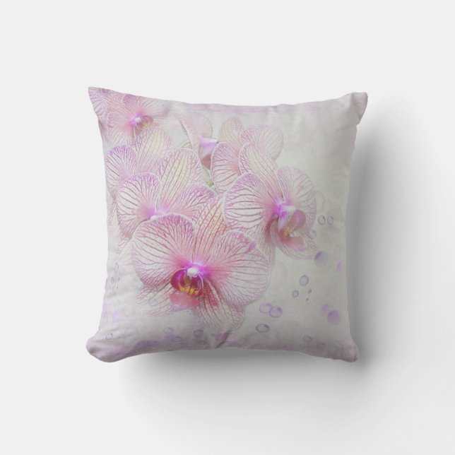 pink orchids and bubbles cushion (Front)