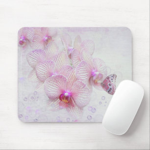 Pink Orchids and Butterfly Mouse Pad