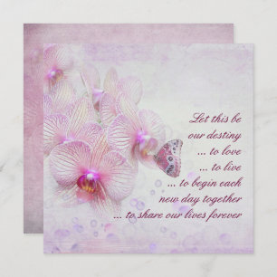 Pink Orchids and Butterfly Wedding Invitation