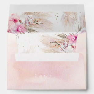 Pink Orchids and Pampas Grass Elegant Exotic Envelope