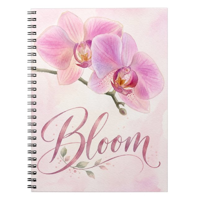 Pink Orchids Bloom Notebook (Front)