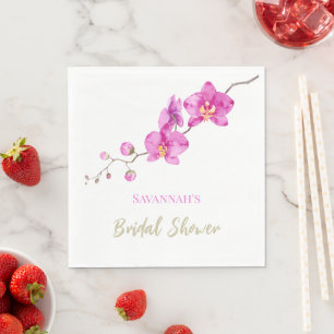 Pink Orchids Bridal Shower Napkin