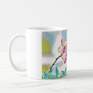 Pink orchids flowers and butterflies coffee mug