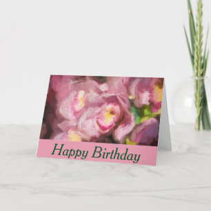 Pink Orchids Impasto Birthday Card