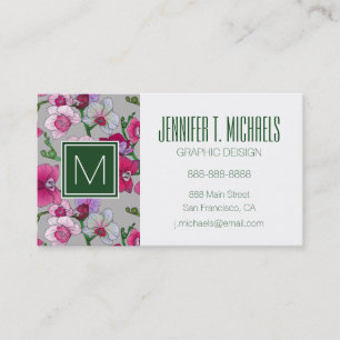 Pink Orchids In Bloom Add Your Name Business Card
