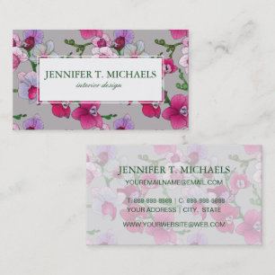 Pink Orchids In Bloom Add Your Name Business Card