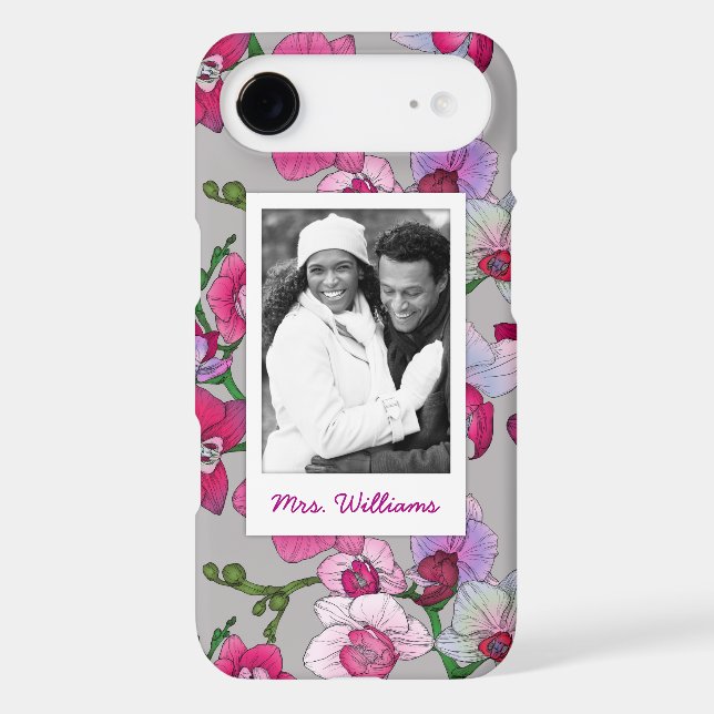Pink Orchids In Bloom | Add Your Photo & Name Case-Mate iPhone Case (Back)