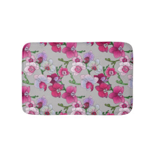 Pink Orchids In Bloom Bath Mat