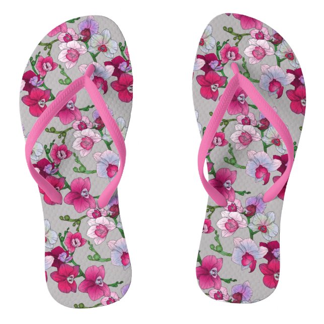 Pink Orchids In Bloom Thongs (Footbed)