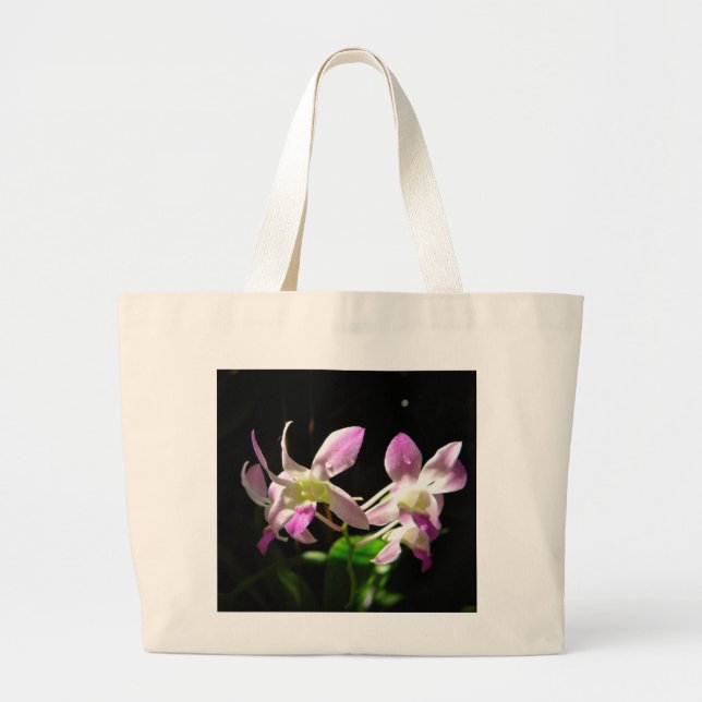 Pink Orchids Large Tote Bag (Front)