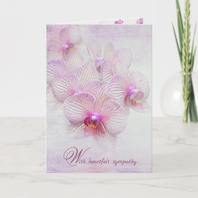 pink orchids loss of Aunt sympathy Thank You Card (Front)