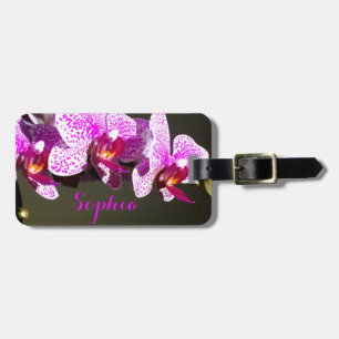 Pink Orchids Monogram Luggage Tag