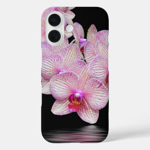 Pink Orchids On Black iPhone 16 Case
