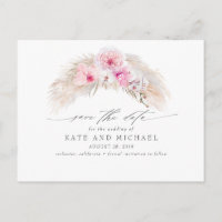 Pink Orchids Pampas Grass Tropical Save the Date