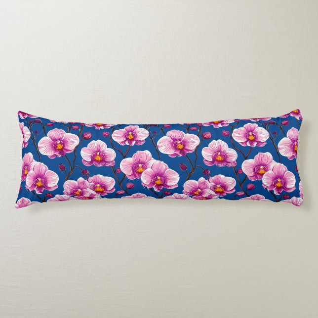 Pink Orchids pattern Body Cushion (Front)