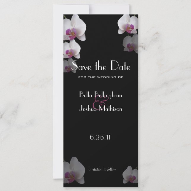 Pink Orchids Save the Date Announcement (Front)