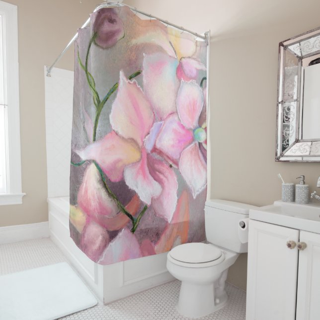 Pink Orchids Shower Curtain (In Situ)