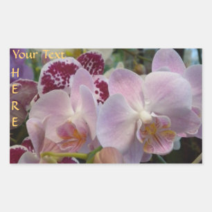 Pink Orchids stickers. *personalise* Rectangular Sticker