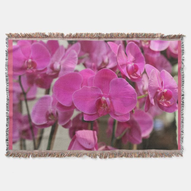 Pink Orchids throw blanket (Front)