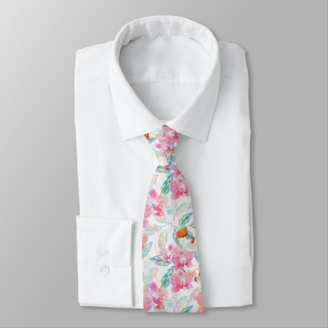 Pink orchids. tie (Tied)