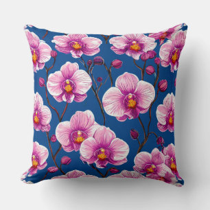 Pink Orchids Tropical Flower Home Decor Accent Cushion