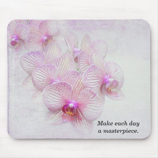 pink orchids with inspirational quote mouse pad (Front)