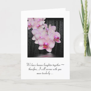 Pink Orchids With Raindrops for Sympathy Card
