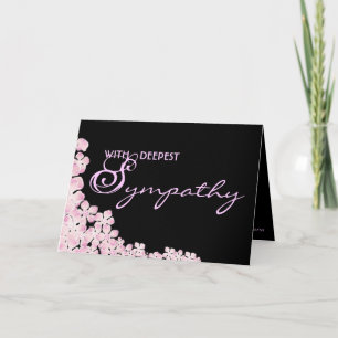 Pink oriental flowers black sympathy custom card