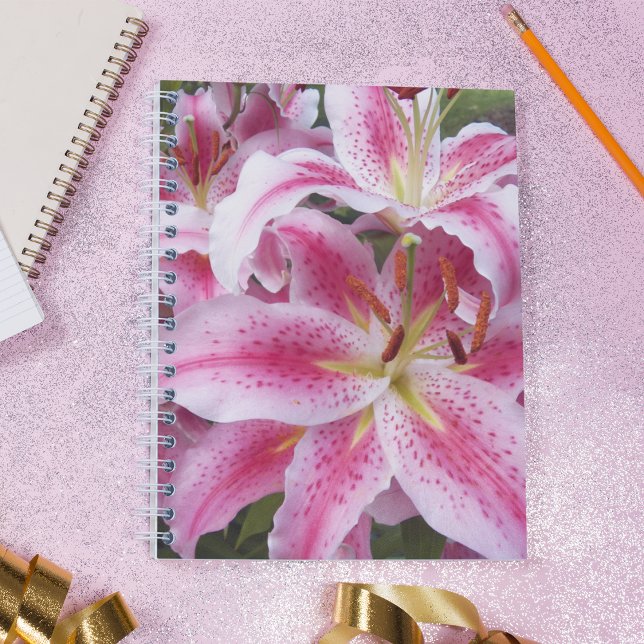 Pink Oriental Lilies Floral Notebook (In Situ)