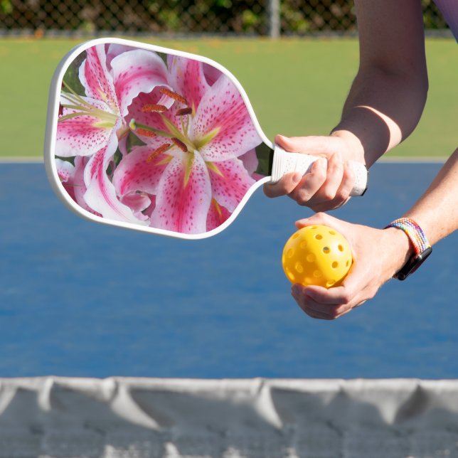 Pink Oriental Lilies Floral Pickleball Paddle (Insitu)