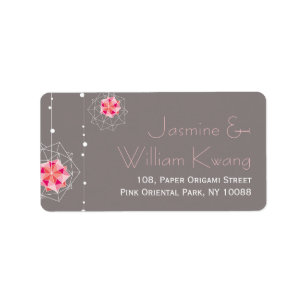 Pink Origami Hanging Ornament Lights Asian Wedding Label