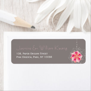 Pink Origami Hanging Ornament Lights Asian Wedding Return Address Label