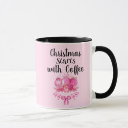 Pink Ornament Christmas Morning Design Mug