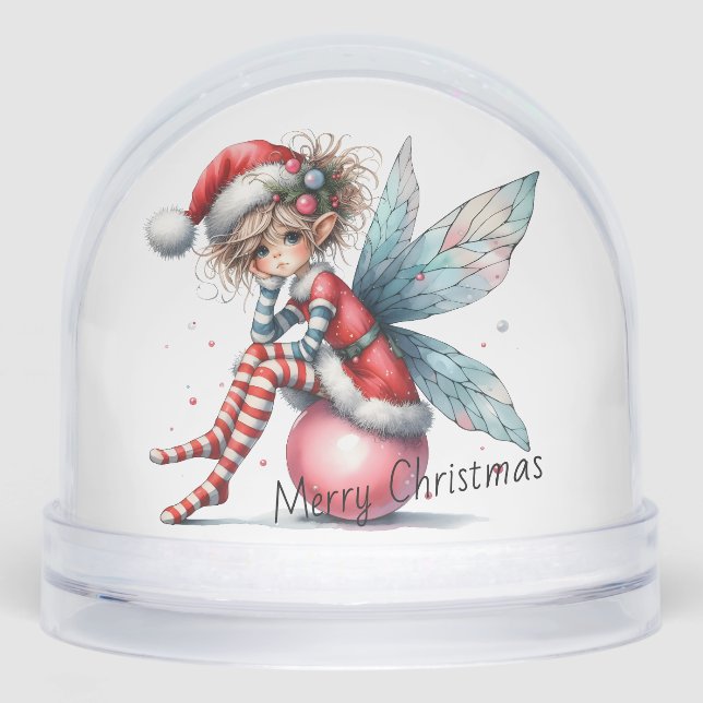 Pink Ornament Fairy Snow Globe (Front)