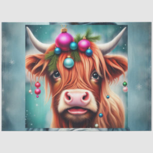 Pink Ornament Highland Cow Decoupage Paper 