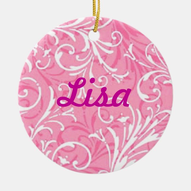 Pink Ornamental Name Ornament (Front)