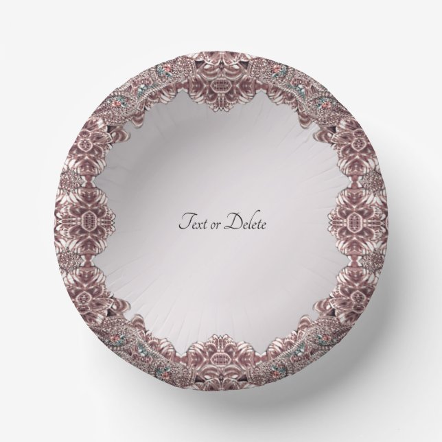 Pink Ornamental Paper Bowls Paper Plate (Front)