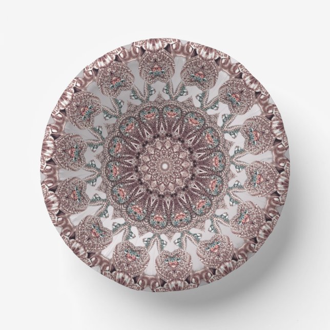 Pink Ornamental Paper Bowls Plate (Front)