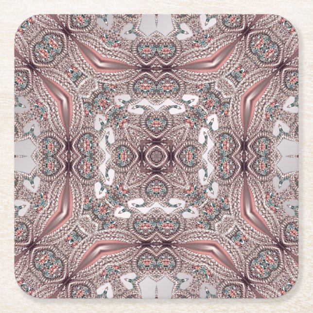 Pink Ornamental Paper Coaster (Front)