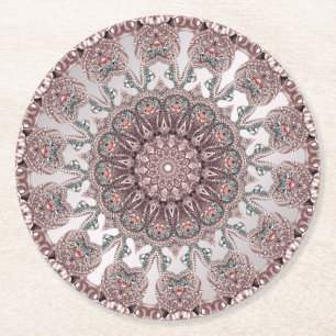 Pink Ornamental Paper Coaster