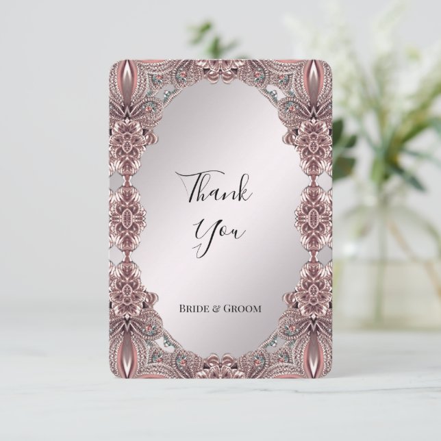 Pink Ornamental Thank You Card (Standing Front)