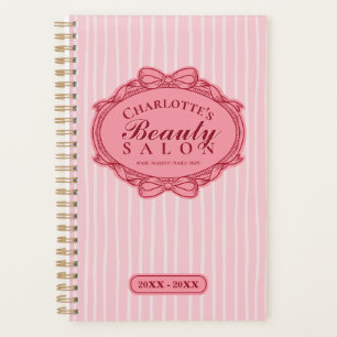 Pink Ornate Bow Frame Beauty Salon Appointment Planner