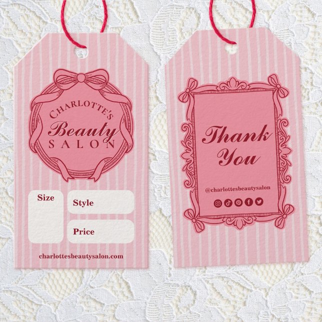 Pink Ornate Bow Frame Salon Price Tag (Pink Ornate Bow Frame Salon Price Tag)