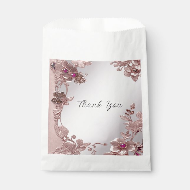 Pink Ornate Floral Favour Bag (Front)