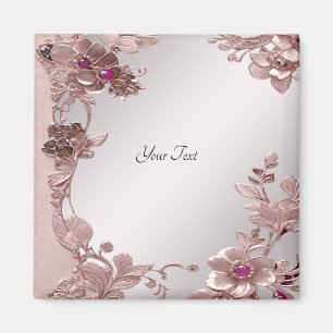 Pink Ornate Floral Magnet