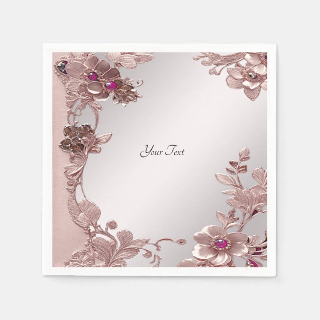 Pink Ornate Floral Napkins (Front)