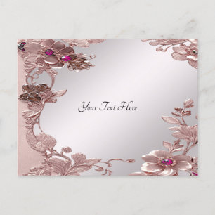 Pink Ornate Floral Postcard