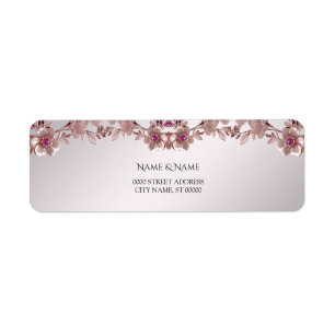 Pink Ornate Floral Return Address Label